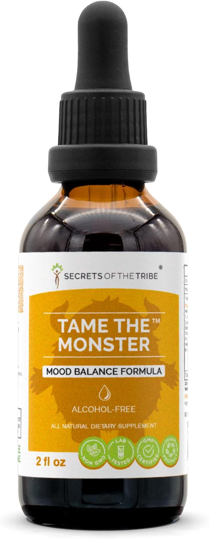 Tame The Monster Alcohol-Free Extract, Tincture, Glycerite Ashwagandha,St. John's Wort, Eleuthero Siberian Ginseng, Ginkgo, Valerian. Mood Balance Formula (2 FL OZ)