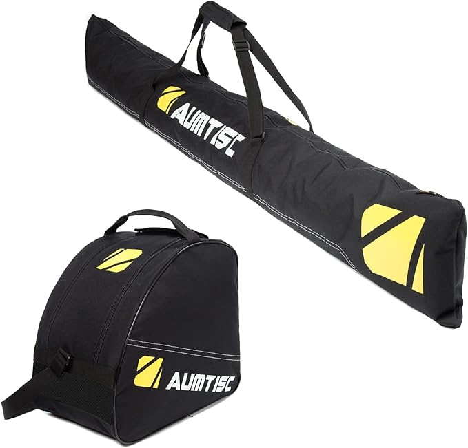 AUMTISC Ski Bag and Boot Bag Combo, Padded Ski Bags for Air Travel Flying, Adjustable Length for Skis Up to 200 cm and Boots Up to Size 13