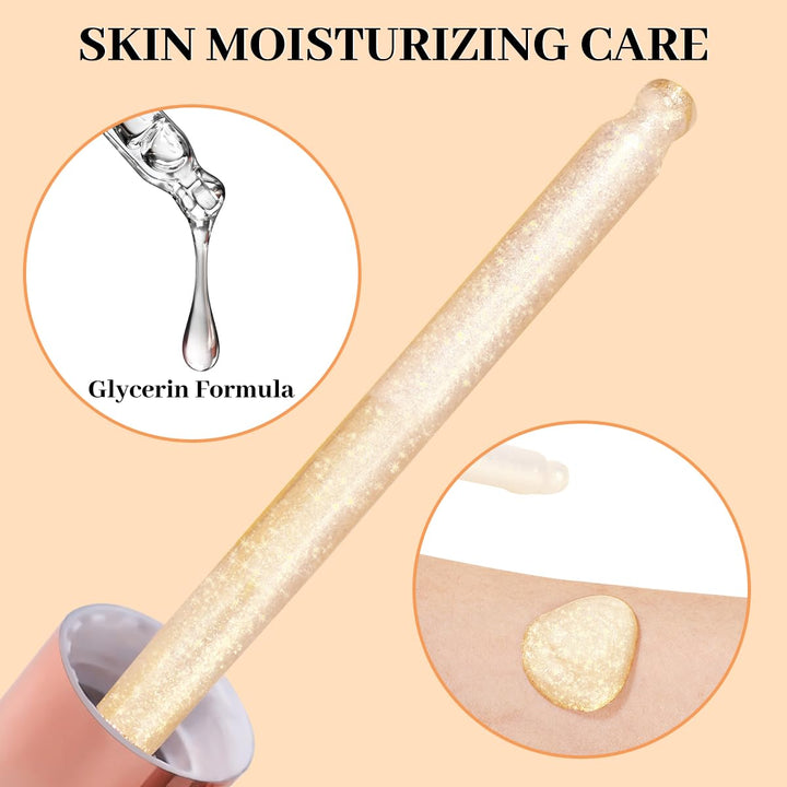 UCANBE Hydrating Body Shimmer Face Glitter Highlighter Makeup Liquid Glow Lotion for Women Holographic Luminizer for Hair for Valentine's Day Gifts (Champagne Gold - 01)