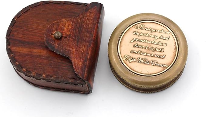 RII Brass Compass Engraved with Poet Quotes - Graduation & Birthday Gifts for Men & Boys, Father to Son, Husband Gift