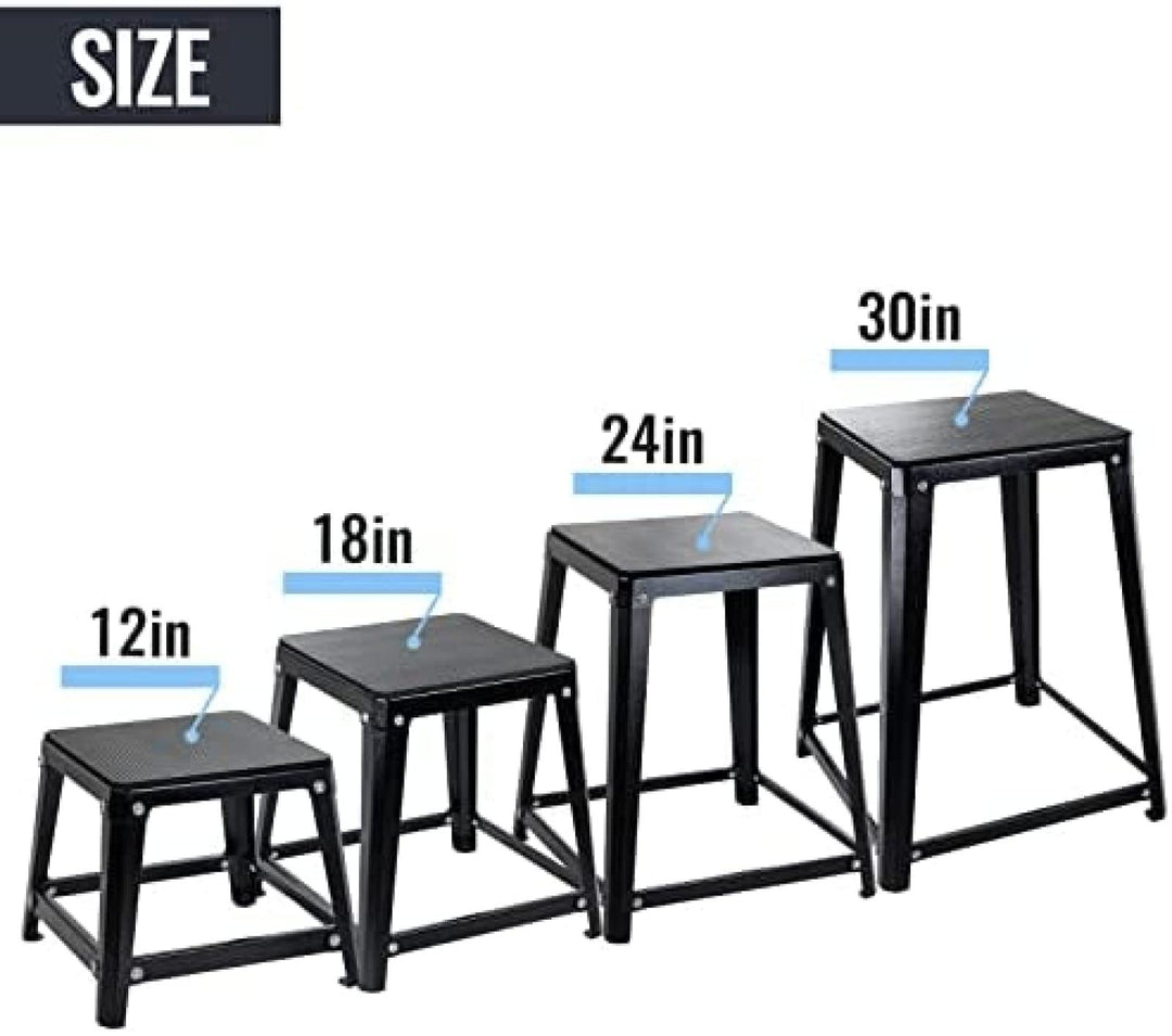Plyometric Boxes Steel Plyo Box Fitness Exercise Jump Box for Home Gym Plyometric Jumping Exercises,Set of 4 Black