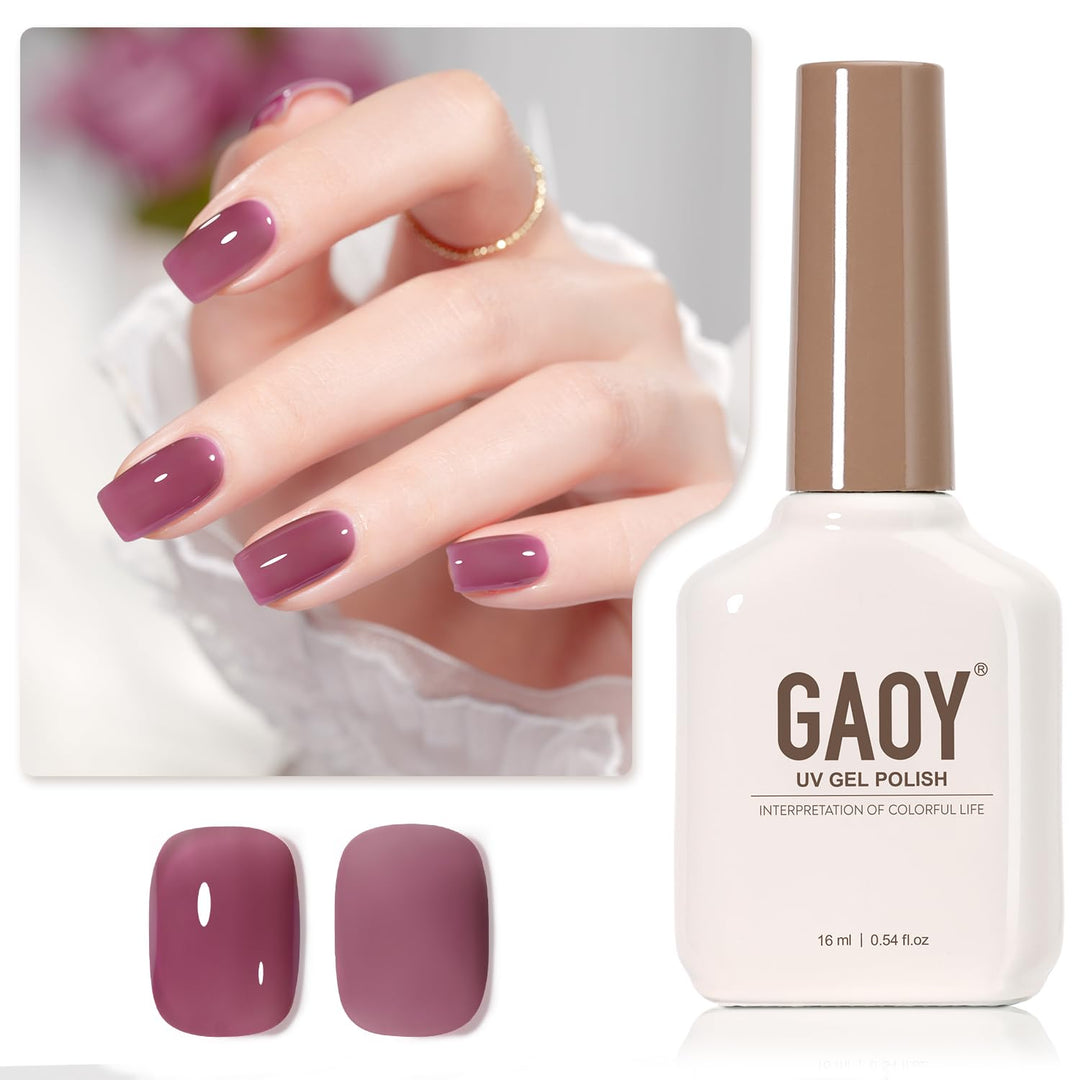 Gaoy Jelly Purple Gel Nail Polish, 16Ml Sheer Natural Translucent Soak Off Gel Polish, Uv Light Cure For Nail Art Diy, 2085 Crys