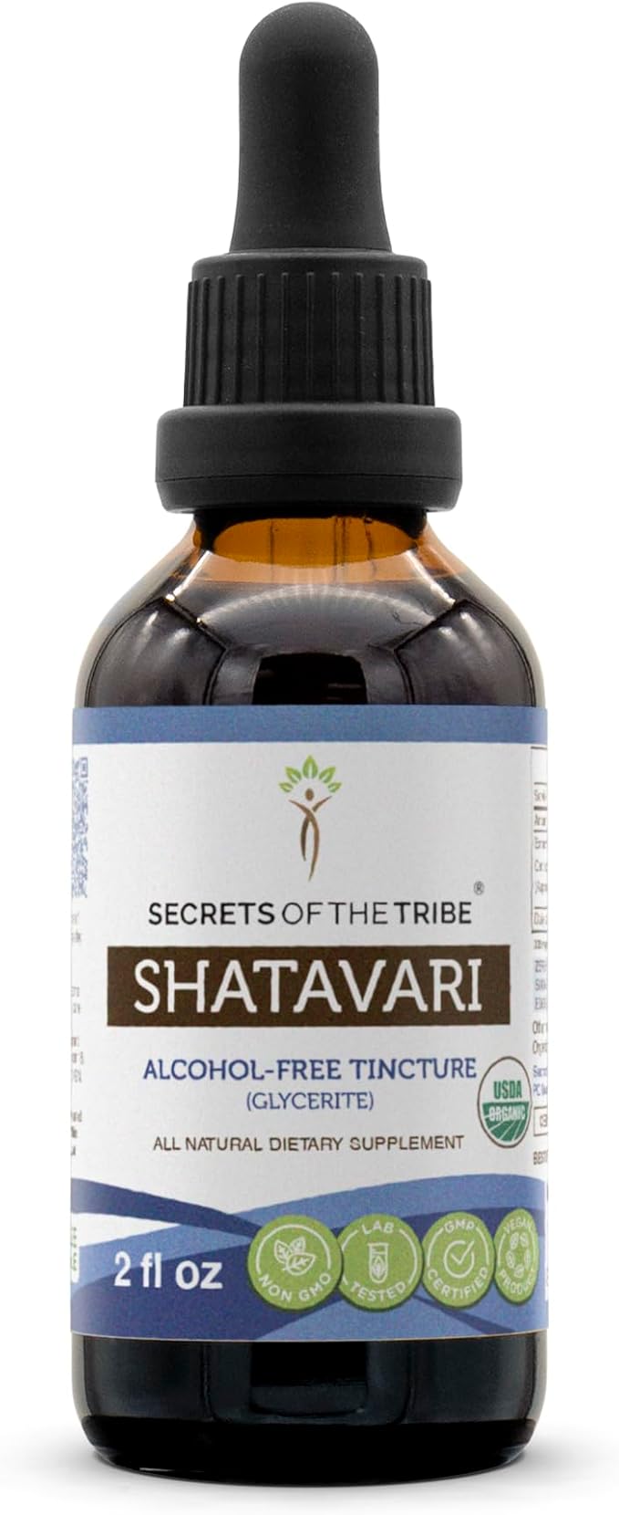 Secrets of the Tribe Shatavari USDA Organic | Alcohol-Free Extract, High-Potency Herbal Drops | Made from 100% Certified Organic Shatavari (Asparagus racemosus) Dried Root (2 oz)
