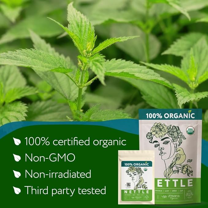 Organic Nettle Tea Loose Leaf (3.5oz) - Stinging Nettles Herb (Urtica Dioica) - Te de Ortiga – Detox, Allergy Relief, Fluid Balance – Supports Kidneys, Joints & Skin