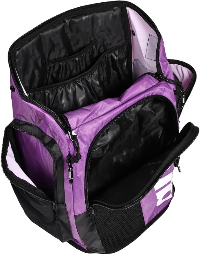 ARENA Spiky III Backpack 45 Swimming Athlete Sports Gym Rucksack Large Training Gear Equipment Swim Bag for Men and Women, 45 Liters, Purple