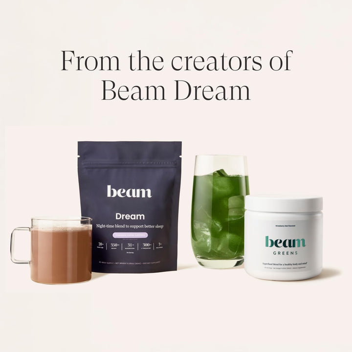 Beam Greens Powder, Superfood Supplement for Gut Health, Vegan Organic Blend with Ashwagandha, Vitamin C, B12, B6, D, Non-GMO Daily Detox & Immune Support, Strawberry Kiwi Flavor - 30 Servings