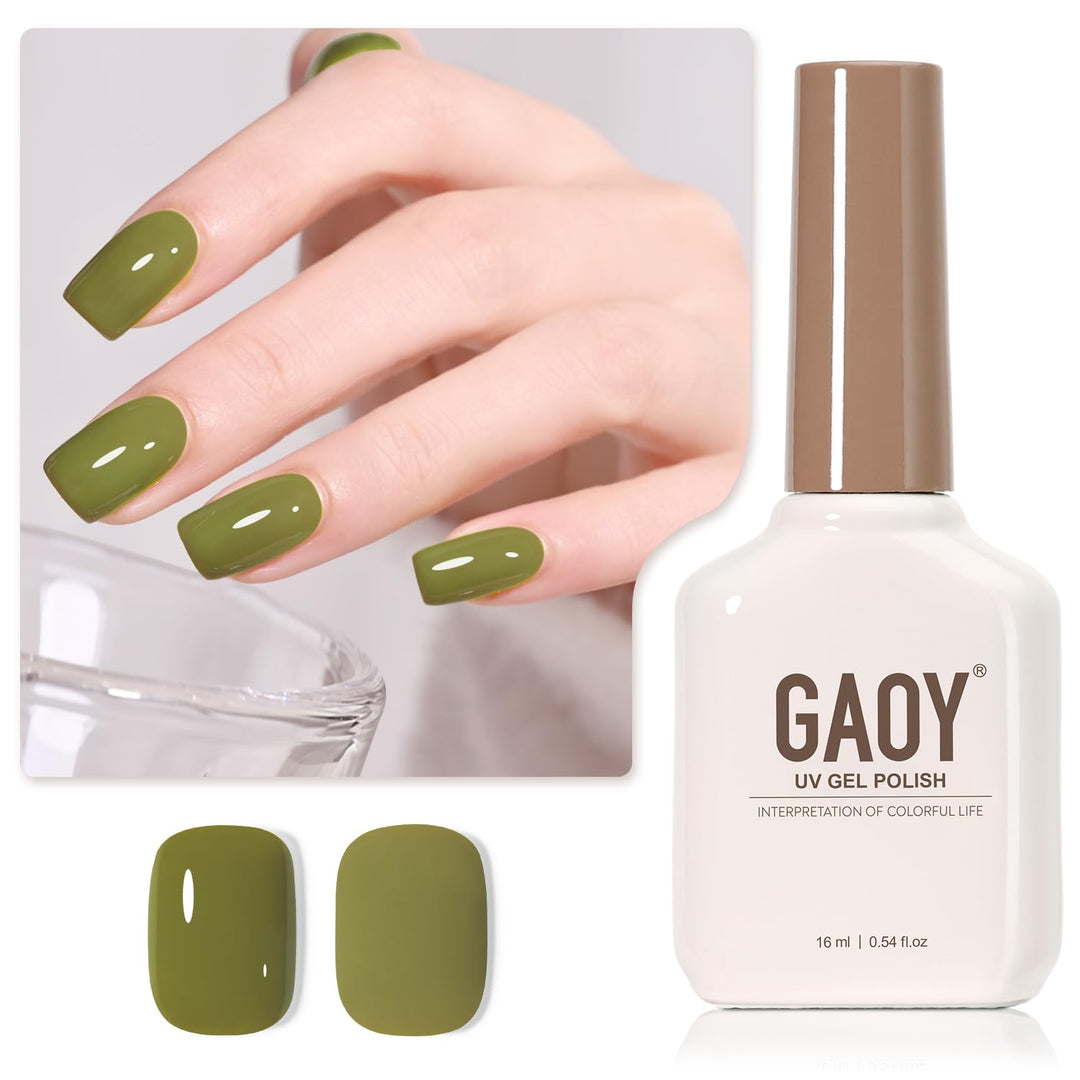 Gaoy Green Gel Nail Polish, 16Ml Soak Off Gel Polish, Uv Light Cure For Nail Art Diy Manicure At Home, 2012 Olive Green