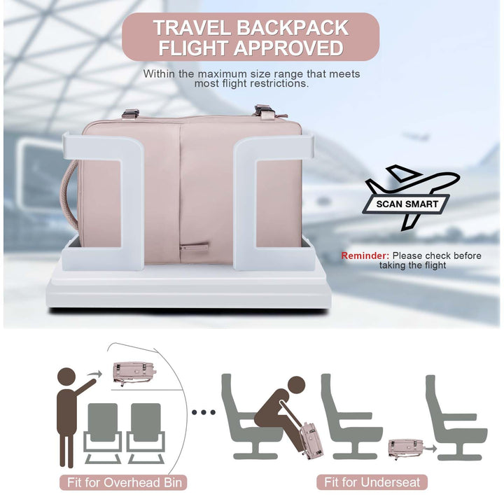 coofay Laptop Travel Backpack For Women Men Airline Approved Carry On Bags For Airplanes Underseat Luggage Backpack For Traveling On Airplane Personal Item Travel Bag For Airlines Pinkish Purple