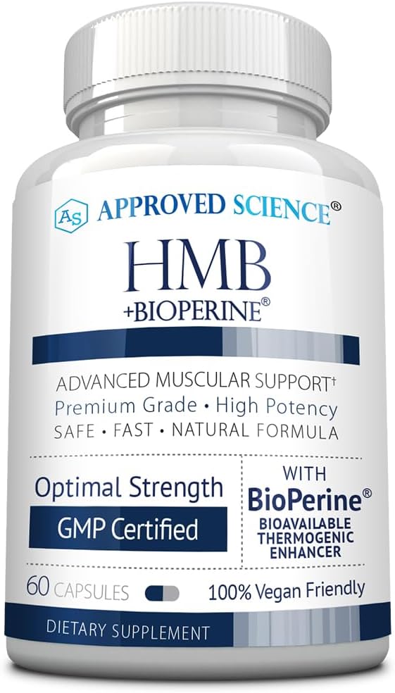 Approved Science HMB - Supports Muscles and Exercise - 1500 mg HMB - High-Absorption BioPerine - 60 Vegan Capsules - 1 Month Supply
