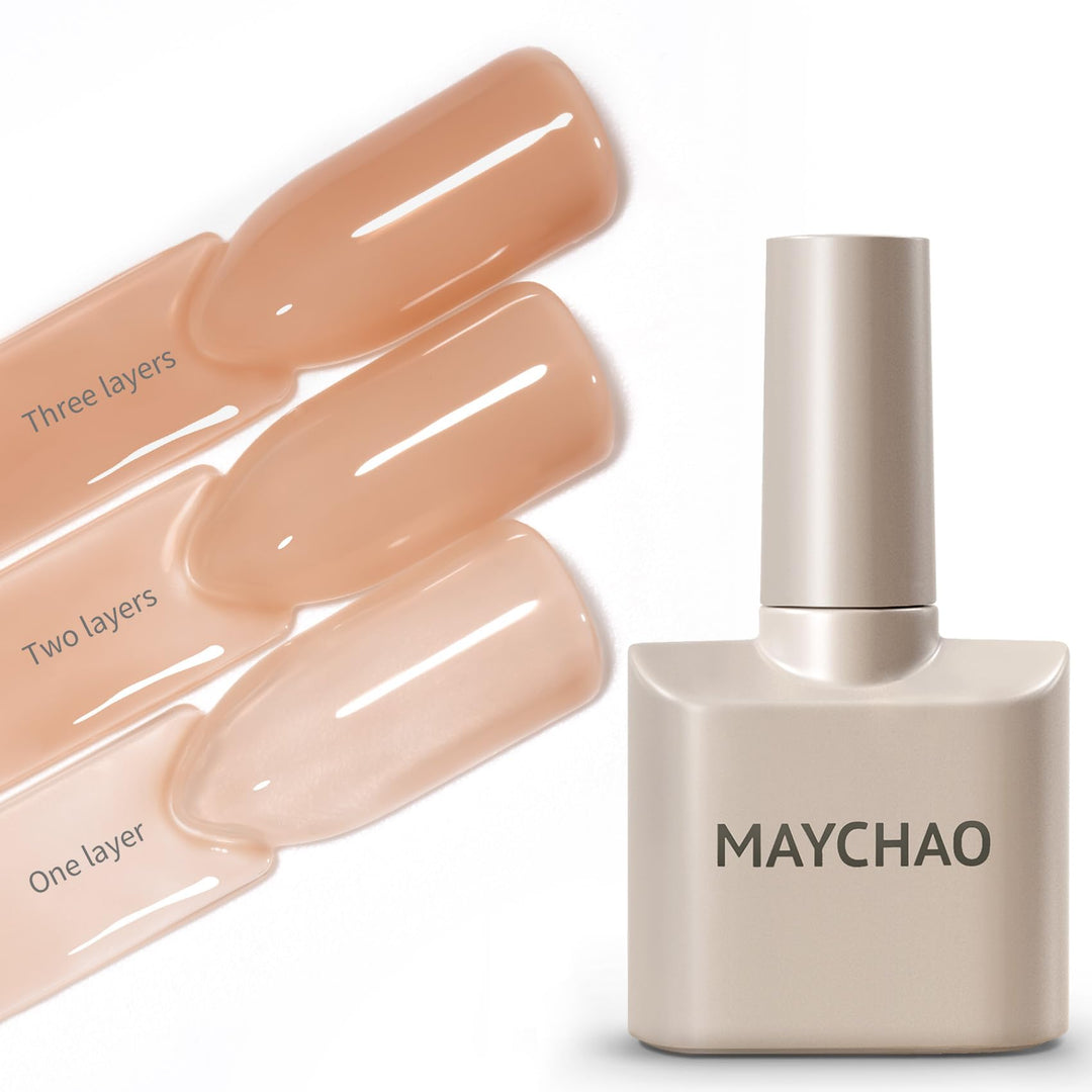 MAYCHAO 15ML Jelly Nude Gel Nail Polish 1Pc Transparent Nude Gel Polish Soak Off UV LED Translucent Nail Polish Nail Art Starter Manicure Salon DIY at Home, 0.5 OZ