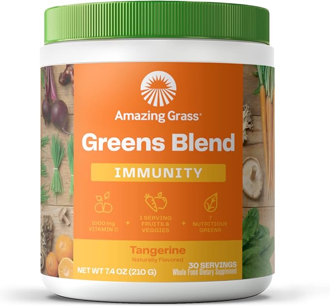 Amazing Grass Greens Blend Antioxidant: Super Greens Powder Smoothie Mix with Organic Spirulina & Greens Blend Superfood for Immune Support: Super Greens Powder Smoothie Mix with Vitamin C