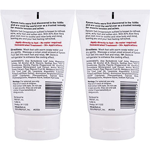 Profoot Epsom Salt Foot Gel Relief for Aching Feet, 4 Ounce, 2 Count