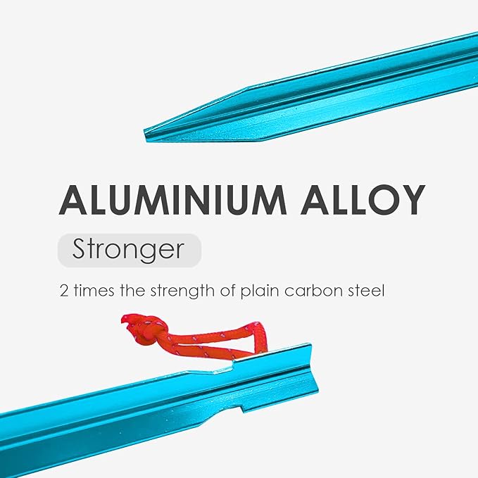 Gold Armour Tent Stakes - 12 Pack Heavy Duty, Lightweight, Camping Stakes Pegs for Outdoor Tent and Tarp, Essential Camping Gear Equipment Accessories (Blue)