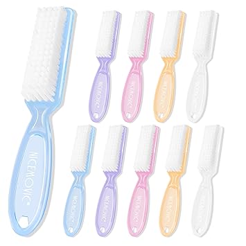 10 Pcs Handle Grip Nail Brush, NICEMOVIC Hand Fingernail Cleaner Brush Manicure Tools Scrub Cleaning Brushes Kit, Use for Toe and (Bright Colors)