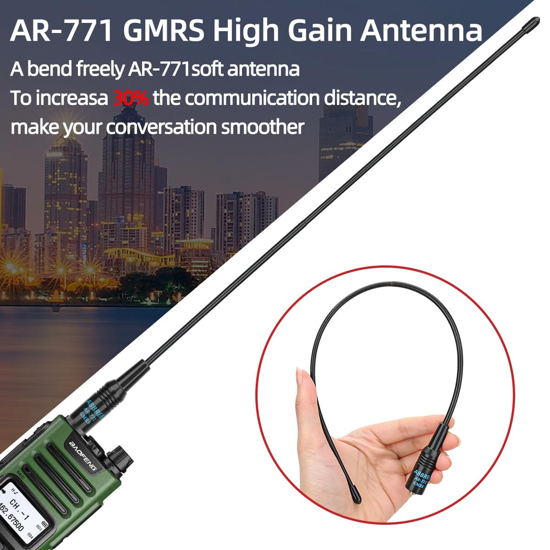 BAOFENG GM-15 Pro GMRS Radio 8W (Upgrade of UV-5R),NOAA Weather Receiver Radio,GMRS Repeater Capable,Rechargeable Long Range Two Way Radio with Extended Battery USB-C Charger 771 GMRS Antenna,2Pack