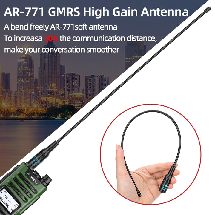 BAOFENG GM-15 Pro GMRS Radio 8W (Upgrade of UV-5R),NOAA Weather Receiver Radio,GMRS Repeater Capable,Rechargeable Long Range Two Way Radio with Extended Battery USB-C Charger 771 GMRS Antenna,2Pack