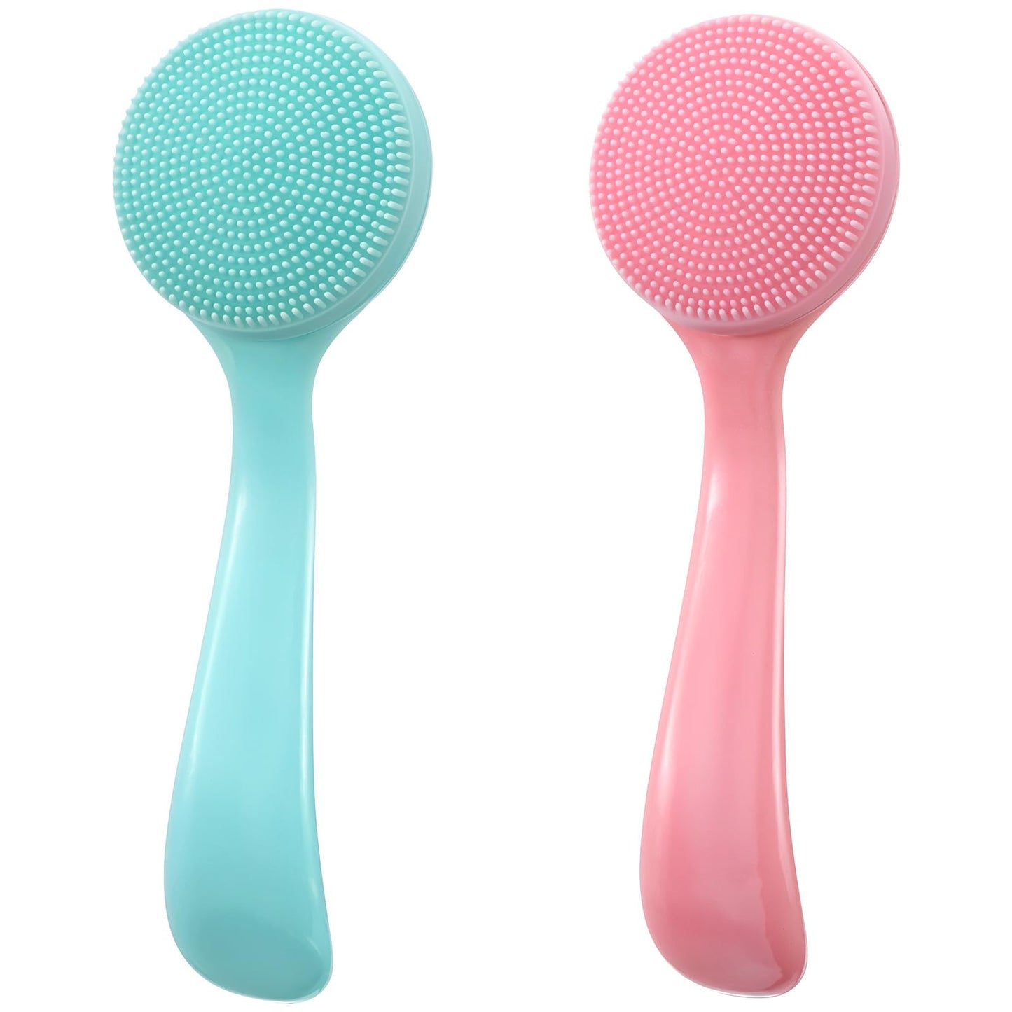 2Pcs Silicone Face Scrubber, Skin Friendly Pore Cleaning Brush Facial Cleansing Brushes for Women Men Blackheads Whiteheads Makeup Skincare Removal (Blue, Pink)