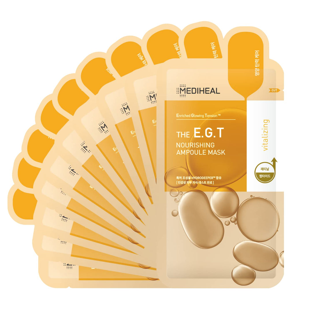 Mediheal Official Best No.1 Korean Sheet Mask - Egt Ampoule Face Mask 10 Sheets For Intensely Nourishing Firming Moisturizing Wi