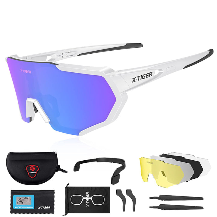 X-TIGER Polarized Sports Sunglasses with 5 Interchangeable Lenses,Mens Womens Cycling Bike Glasses,Baseball Running Fishing Golf Driving Sunglasses