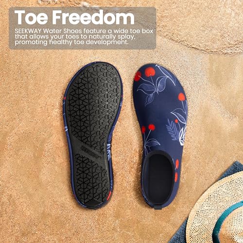 SEEKWAY Water Shoes Women Men Adult Quick-Dry Aqua Socks Barefoot Non Slip for Beach Swim River Pool Lake surf Black Size SK002