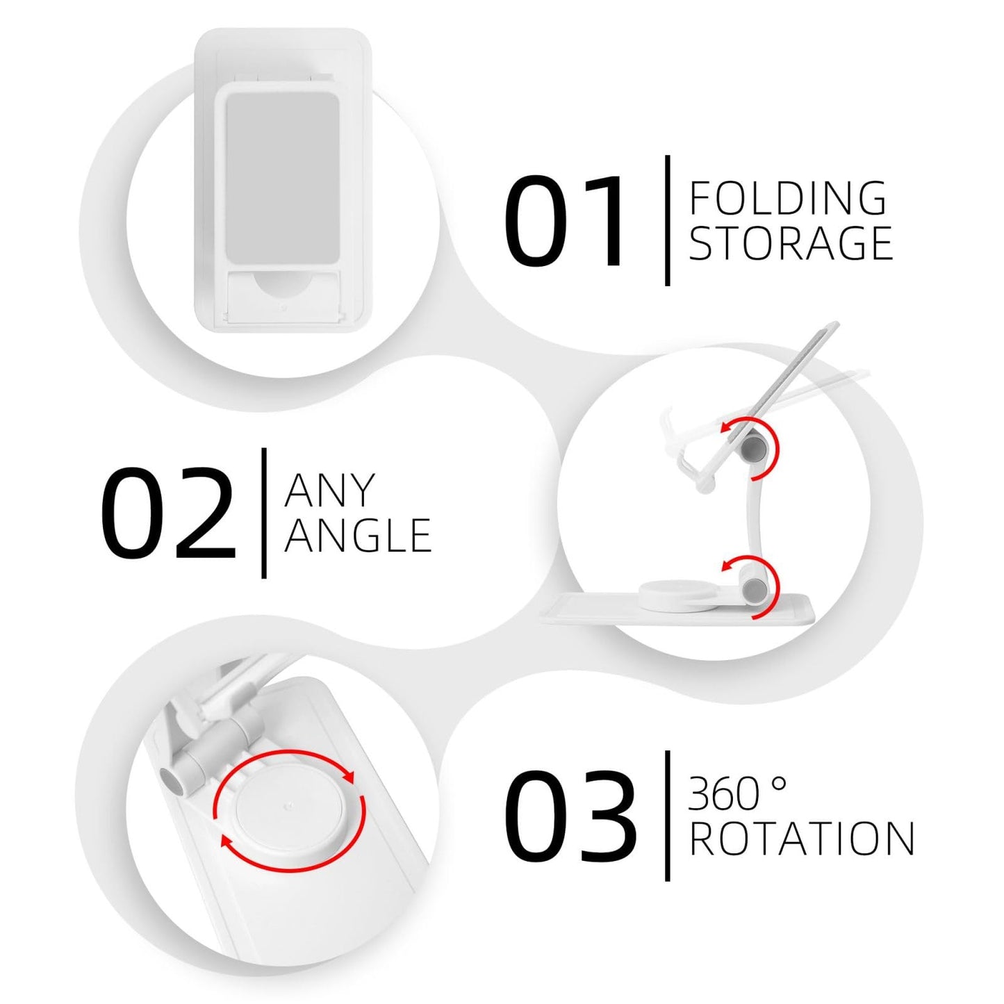 Sunflower Seeds and Sunflowers Cell Phone Stand 360° Adjustable Foldable Desktop Phone Holder Cradle Compatible with Most Mobile Phones White