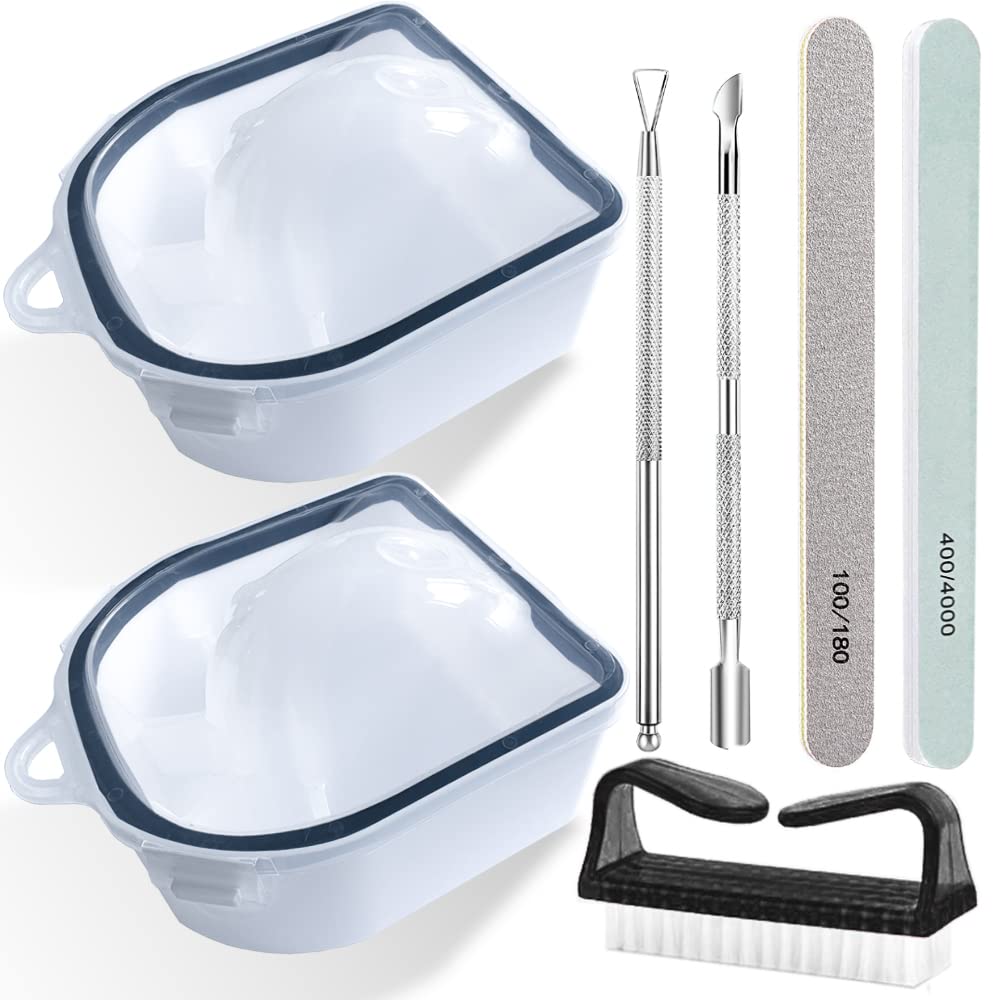 Nail Soaking Bowl, Gel Nail Polish Remover Kit, Manicure Bowl for Hand, Dip Powder Remover Tools, Nail Soak Off Bowl for Acrylic Nails, Nail Brush, Cuticle Pusher, Cuticle Peeler, 100/180 Nail File, Buffer Block-Black
