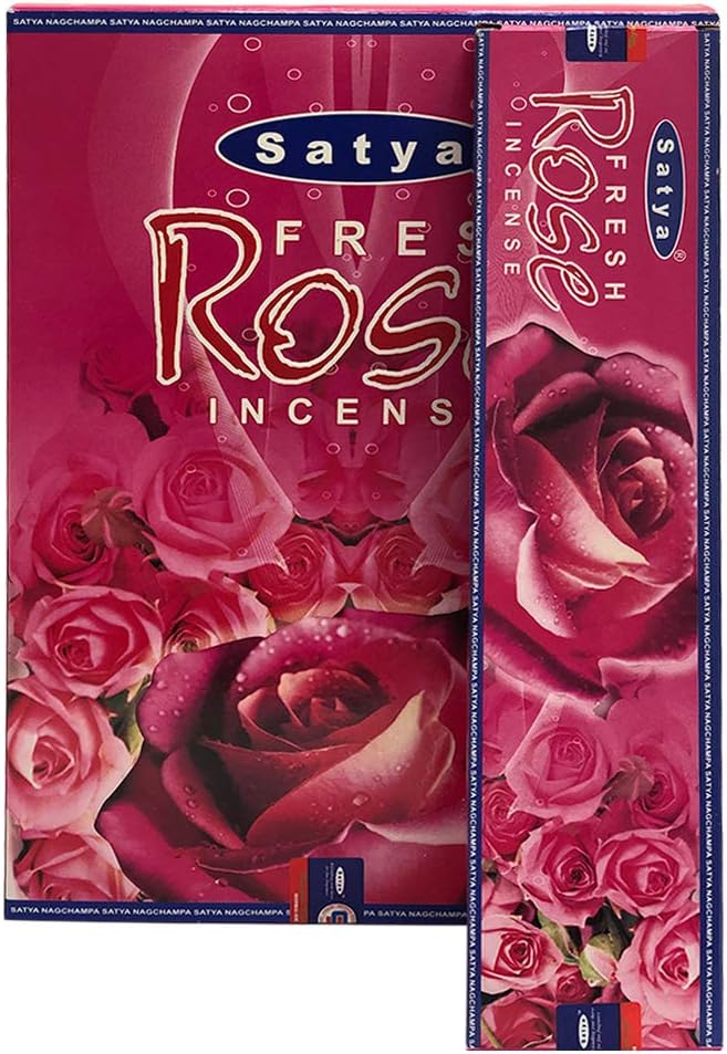Fresh Rose Incense Sticks and Incense Stick Holder Bundle Insence Insense Satya Incense