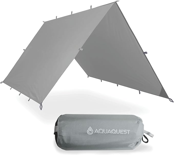 AquaQuest Safari Camping Tarp - Lightweight Durable Rain Fly - Waterproof Camping Essentials for Hiking, Backpacking & Hammock, 20 x 13 ft, Stealth Gray