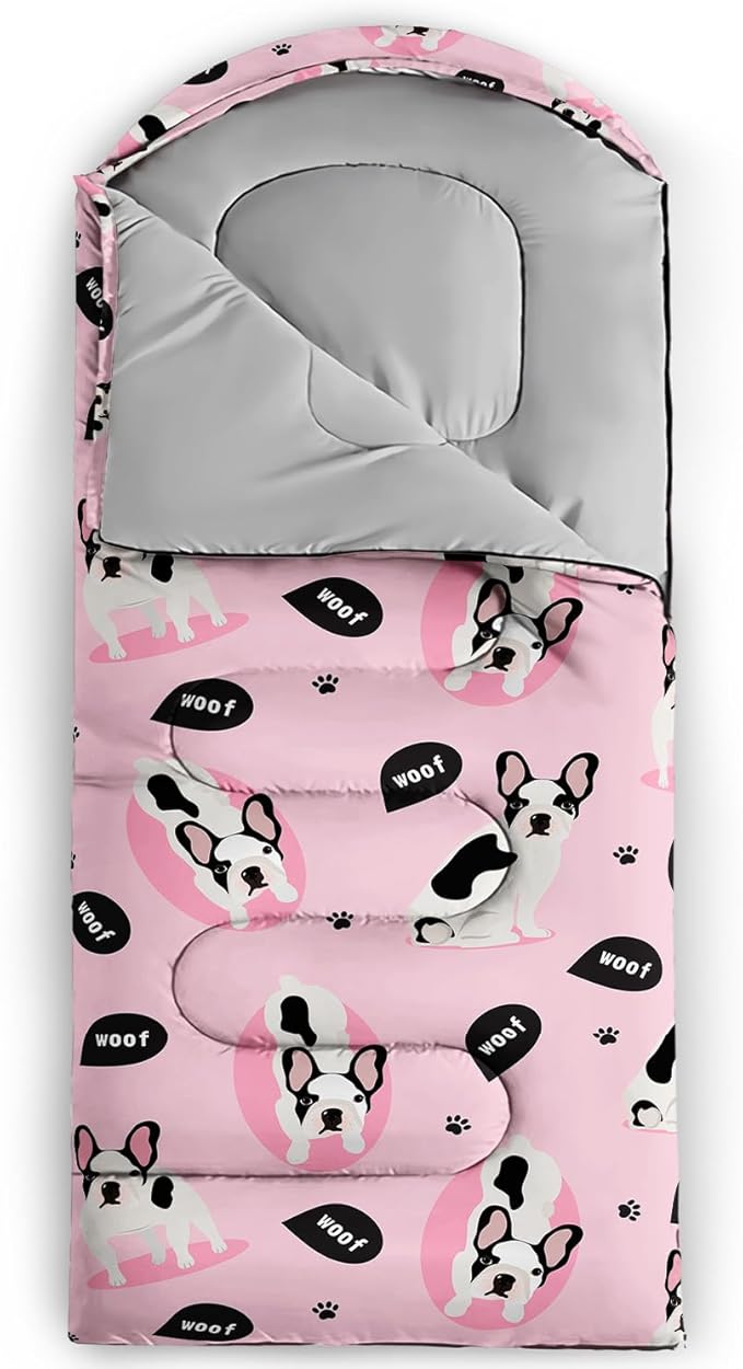 AILONEN Cartoon Fox Camping Sleeping Bag for Boys Girls Adults,Lightweight & Waterproof,3 Season Warm & Cold Weather,Portable,Kawaii Fox Printed Sleeping Bag,Traveling,Camping,Hiking