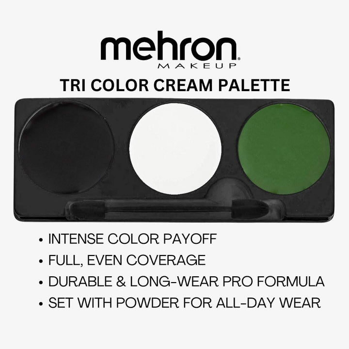 Mehron Makeup Tri-Color Character Makeup Palette | Halloween, Special Effects and Theater Cream FX Palette | Face Paint .7 oz (20 g) (Monster)