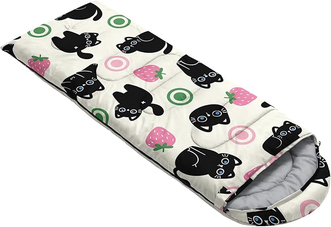 AILONEN Cartoon Fox Camping Sleeping Bag for Boys Girls Adults,Lightweight & Waterproof,3 Season Warm & Cold Weather,Portable,Kawaii Fox Printed Sleeping Bag,Traveling,Camping,Hiking