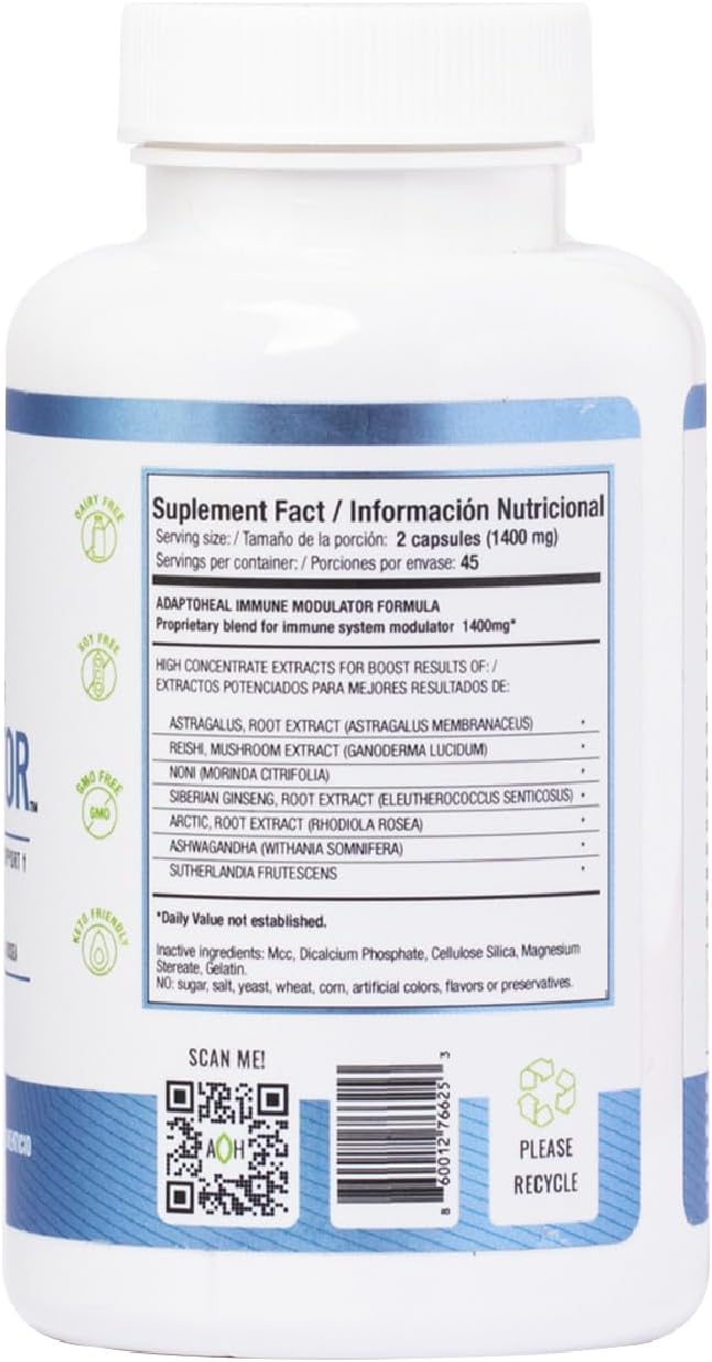 Immodulator - Adaptogenic Supplement for Well-Being, with Ginseng, Ashwagandha, Reishi Mushroom - Supports Stress Response, Mood Balance and Immune System Function (90 Capsules/700 mg)