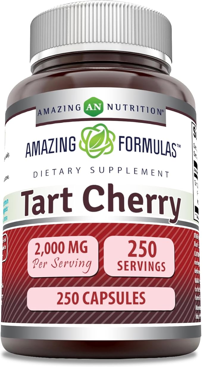 Amazing Formulas Tart Cherry Supplement | 2000 Mg Per Serving | Capsules Supplement | Non-GMO | Gluten Free | Made in USA (1 Pack, 250 Count)