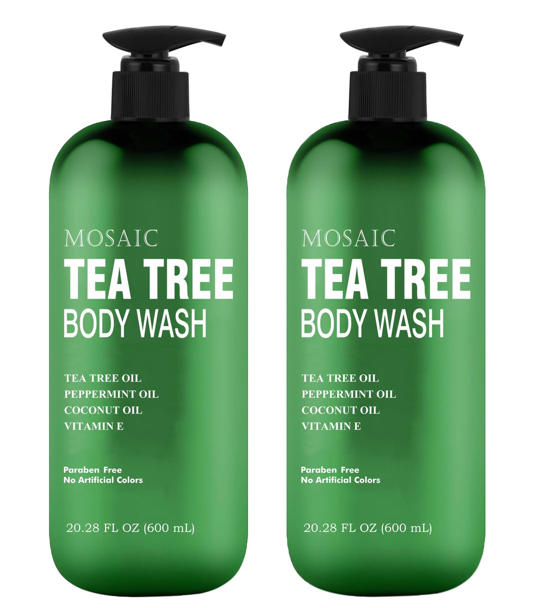 AnatoliaDaphne Tea Tree Body Wash and Shower Gel with Vitamin E for Jock Itch, Eczema, Ringworm, Body Odor, Body Wash Women & Men with Added Body Oils,LARGE 20.2 FL Oz Bottle (Tea Tree, Pack of 2)