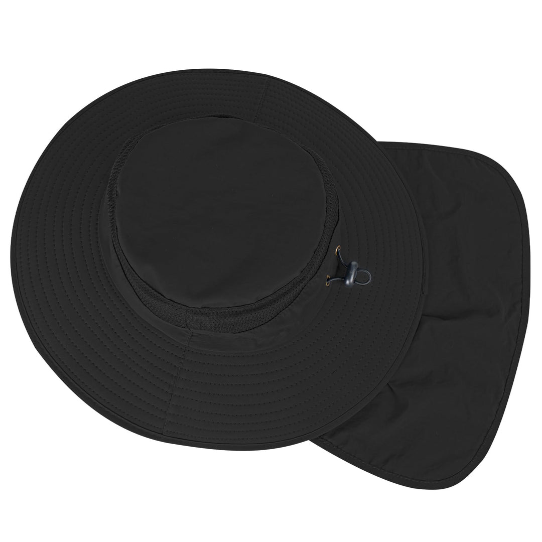 Sun Hats for Men Women Fishing Hat UPF 50+ Breathable Wide Brim Bucket Hats Summer UV Protection Safari Hat with Neck Flap Black
