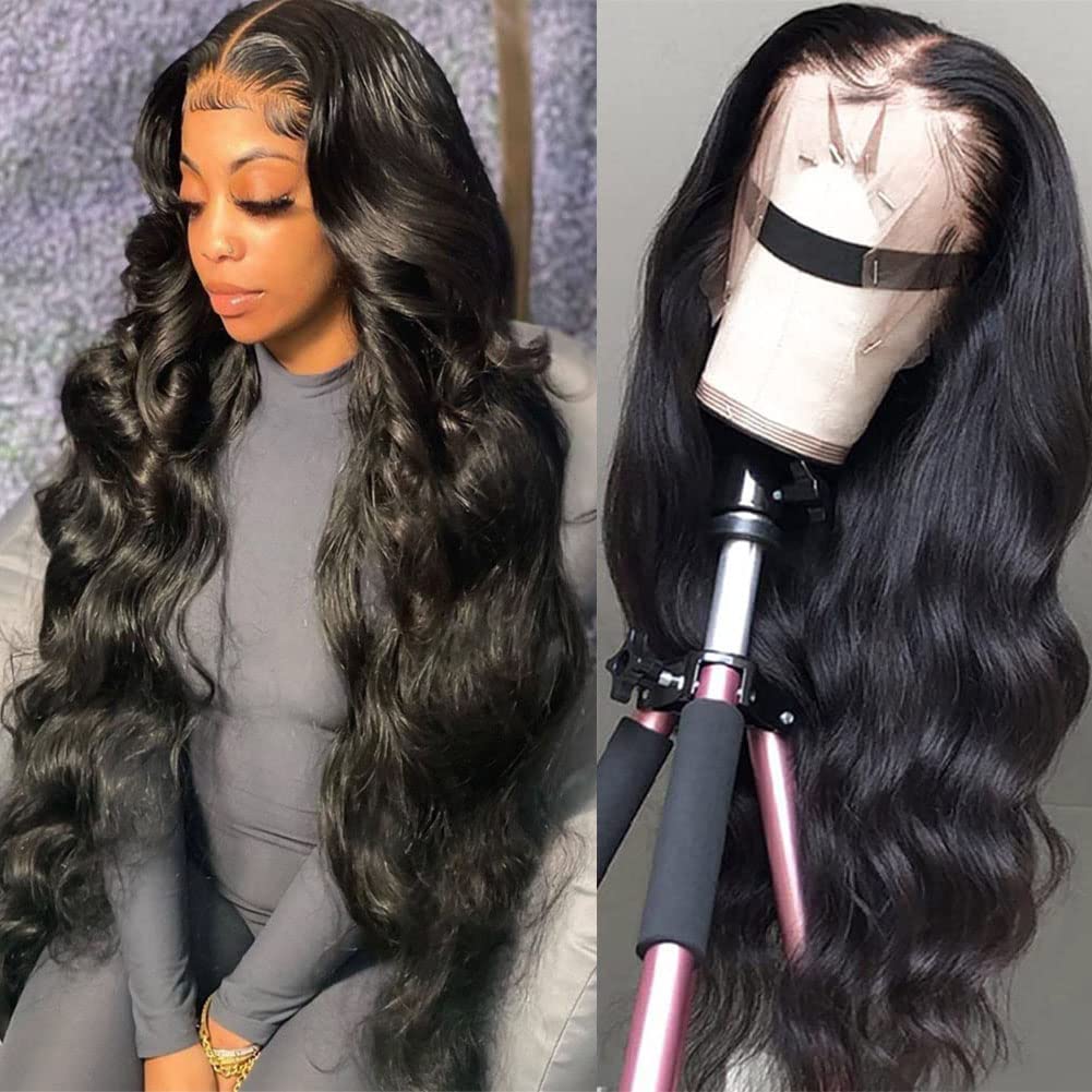 A Future Tongmei 34Inch Lace Front Wigs Human Hair Pre Plucked 13X4 Body Wave Frontal Wigs Human Hair With Baby Hair 180% Densit