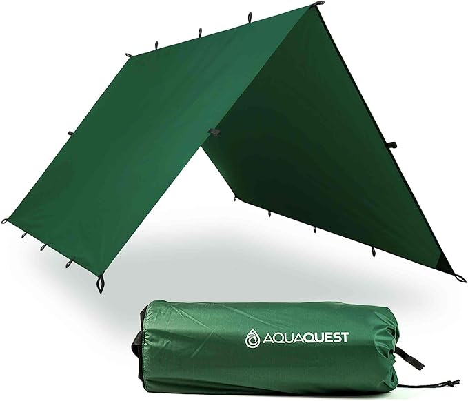 AquaQuest Safari Camping Tarp - Lightweight Durable Rain Fly - Waterproof Camping Essentials for Hiking, Backpacking & Hammock