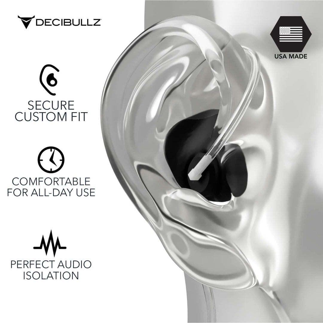 Decibullz Custom Molded Security Radio Surveillance Earpiece Set, Thermo-Fit Designed for Clear Acoustic Tube Radios, Isolation