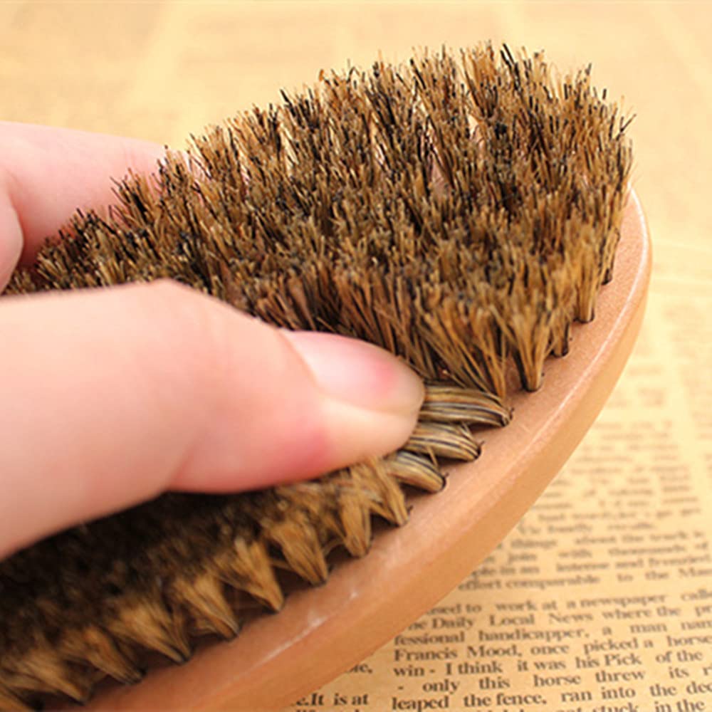 1 Piece Beard Brush - Boar Bristle Brush with Solid Wood Handle for Firm Bristles to Tame and Soften Facial Hair (Brown)