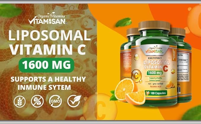 Liposomal Vitamin C - 100 Capsules - High Absorption Ascorbic Acid - May Support Immune System & Collagen Reinforcement no GMO Powerful Antioxidant