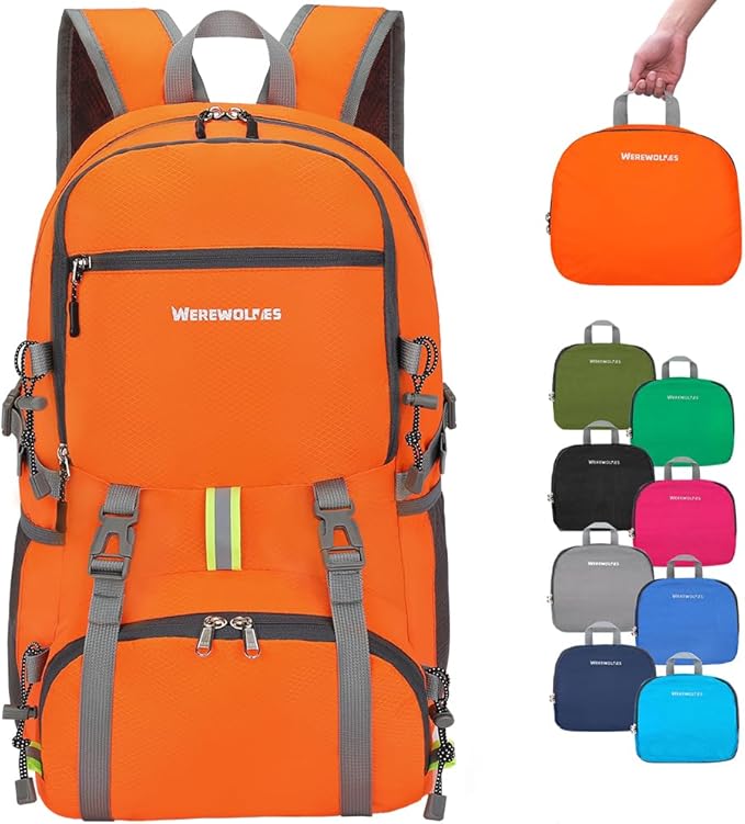 WEREWOLVES 20/35L Lightweight Hiking Backpack, Ultralight Water Resistant Packable Daypack for Women Men