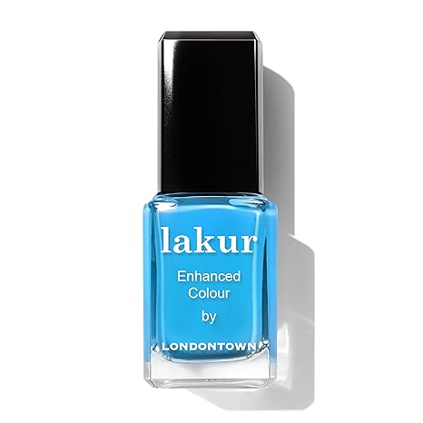 LONDONTOWN lakur Nail Polish - Chip-Resistant, Non-Toxic, Conditions & Hydrates Nails Glossy Shimmery Glittery Blue, .40 fl oz