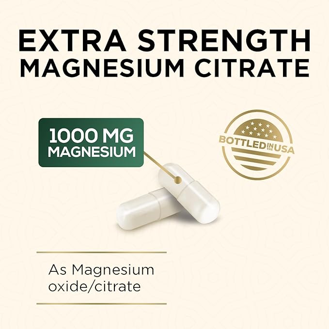 Magnesium Supplement (Citrate Oxide) 1000mg for Best Absorption, Supports Bone, Heart Health, Nerves, Muscles & Metabolism, Nature's Pure Magnesio Vitamin Pills, Bottled in USA, 120 Capsules