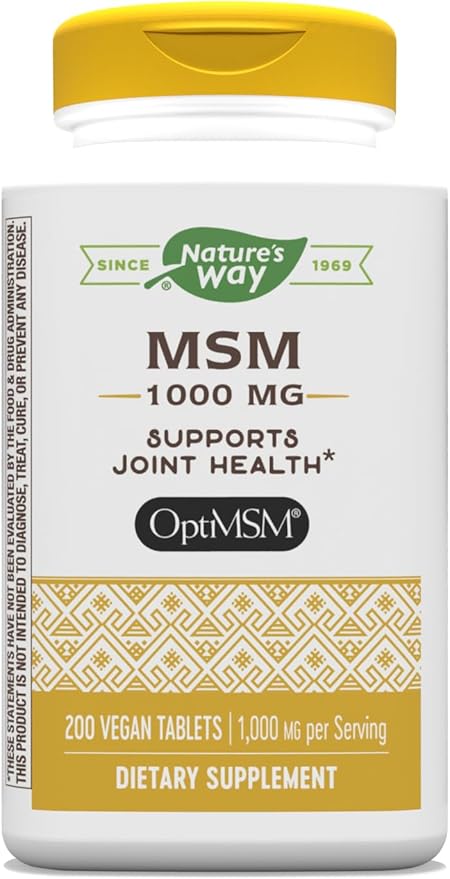 Nature's Way MSM 1000 mg - Joint Health Supplement* - With Methylsulfonylmethane - Gluten-Free & Vegan - 200 Tablets