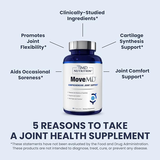 1MD Nutrition MoveMD - Joint Health Supplement - Doctor Formulated | with Collagen, Astaxanthin, and More | (3-Pack)