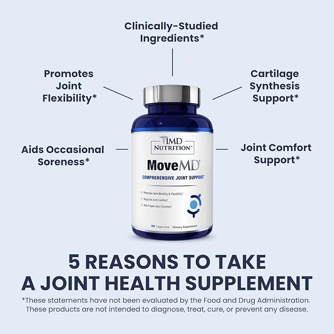 1MD Nutrition MoveMD - Joint Health Supplement - Doctor Formulated | with Collagen, Astaxanthin, and More | 60 Capsules (2-Pack)