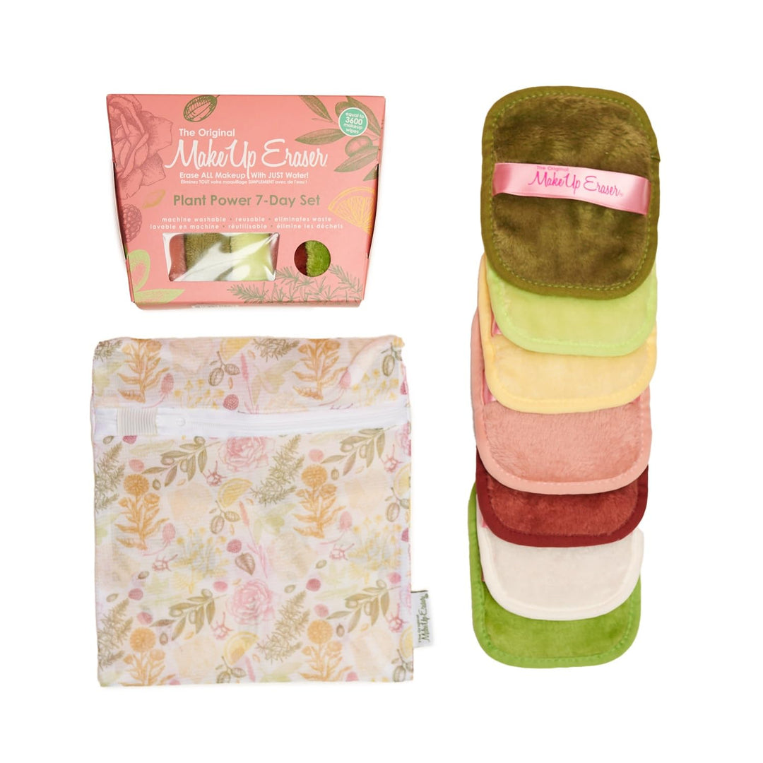 The Original MakeUp Eraser, 7-Day Set, Erase All Makeup with Just Water, Including Waterproof Mascara, Eyeliner, Foundation, Lipstick, Sunscreen, and More! Plant Power, 7ct.
