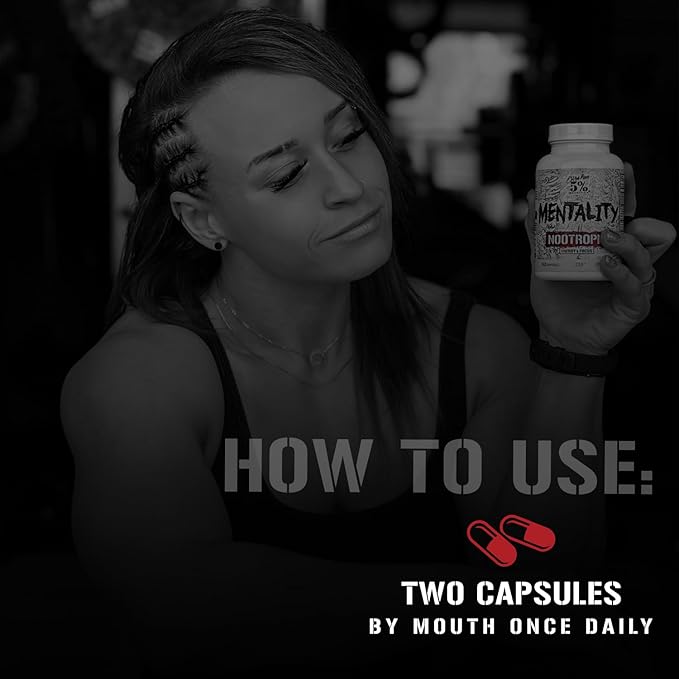 5% Nutrition Rich Piana Mentality Nootropic Blend | Brain Booster Supplement for Performance, Memory, Mental Clarity | Ginseng, Ginkgo, L-Theanine, Choline, Huperzine, 60 Capsules (30 Day Supply)