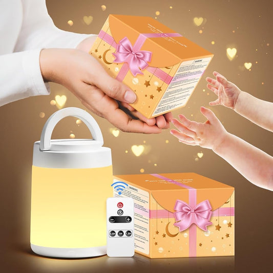 【Gift Packaging】Night Light Kids,10 Colors+8 Dimmable Baby Night Light Baby, Remote Control+Timer+Touch Cordless Lamp, 1800mAh Battery Operated+Portable+Rechargeable Lamp, Gifts for Kids/Adults