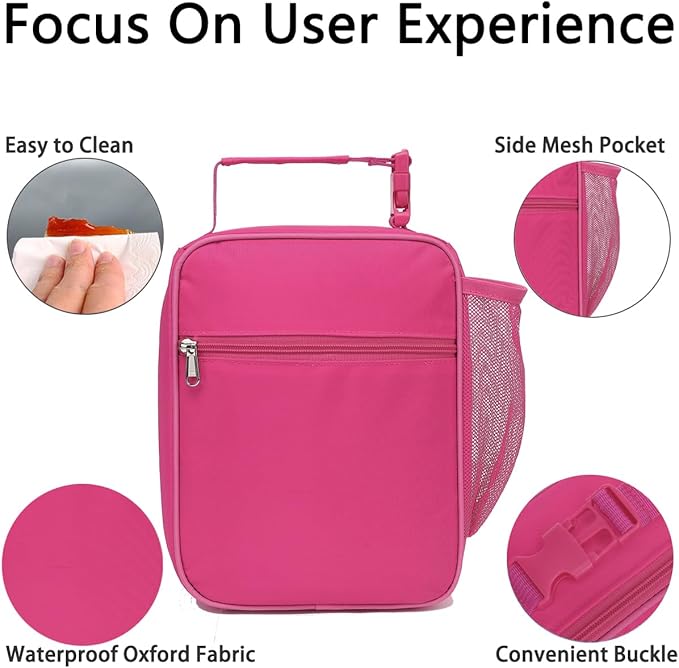 Insulated Lunch Bag for Women Girl Teen large Insulated Kid Lunch Bag,Large Reusable Cute Cooler Bag for School Work Picnic,Rose Red